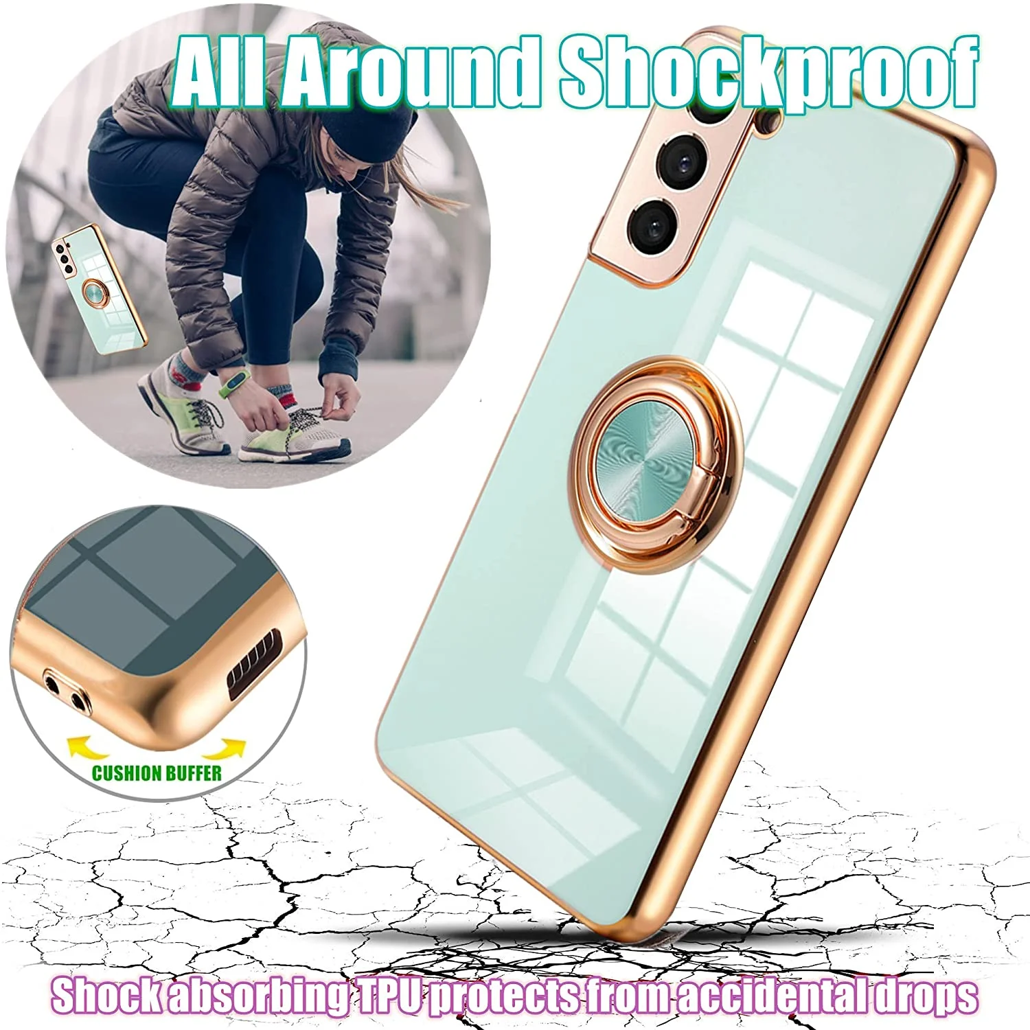 Case For Samsung Galaxy S20 Ultra S10 S9 S8 Note 20 10 9 8 Plus S10e A71 A51 A21 A31 A11 Ring Magnetic Car Mount Plating Cover