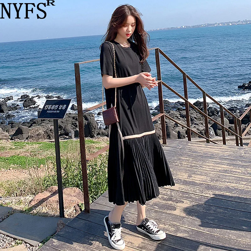 

Женское платье-поло с карманами NYFS, длинное хлопковое платье с коротким рукавом, в Корейском стиле, лето 2022