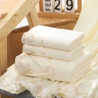luxury bath towels large microfiber towel absorbent quick drying beach bath towel sets lace embroidered face hand towel 12pcs