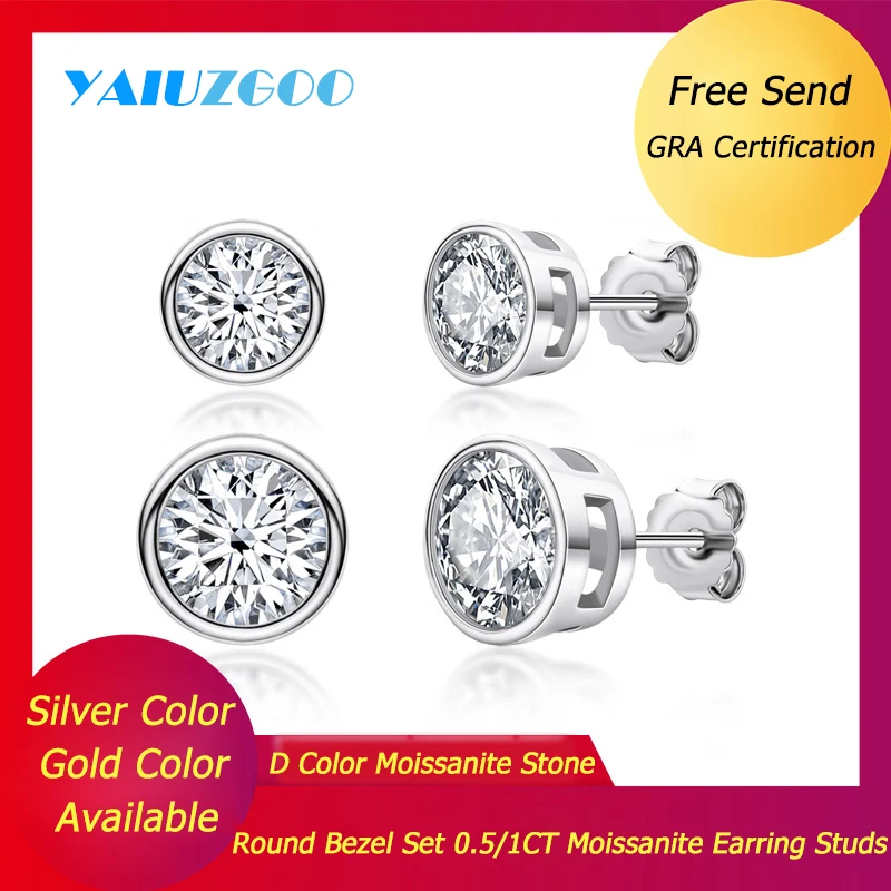 

1/2CT Moissanite Earring Studs for Women S925 Sterling Silver D Color Round Real Moissanite Ear Studs Wedding Fine Jewelry