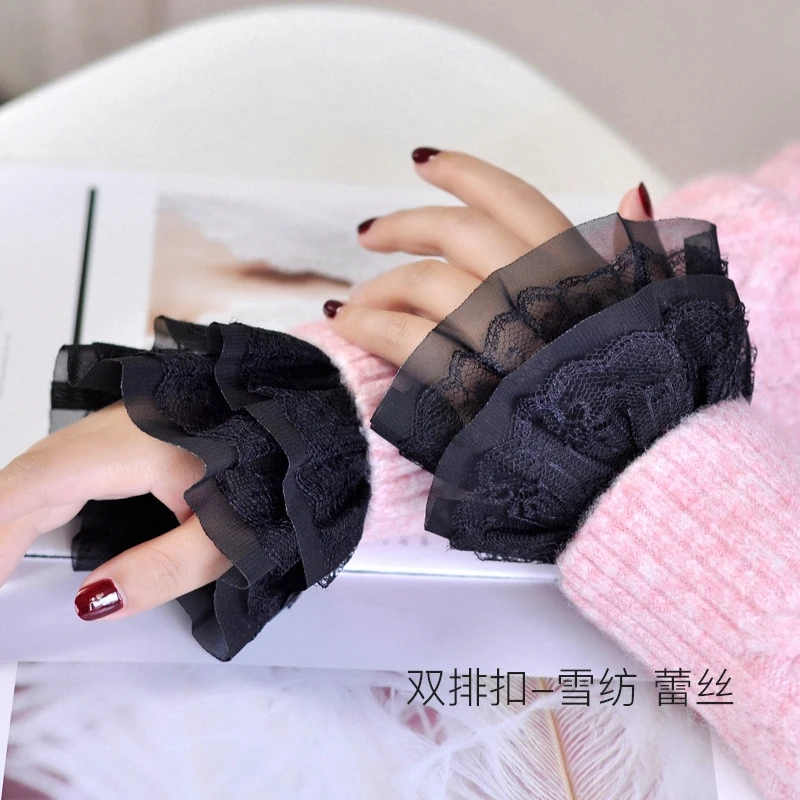 

nail model photo shooting accessories lace double-layer false sleeves Nail photography prop wrist cuffs decoration background