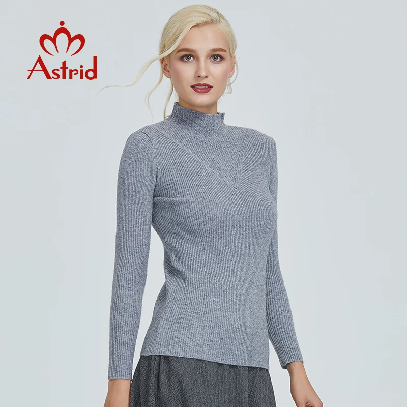 

Astrid 2023 осень новое поступление женский свитер Топ бежевый клетчатый Тонкий Модный высококачественный пуловер элегантный укороченный свитер MS-003