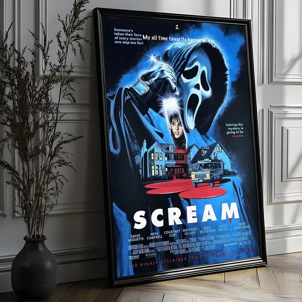 Фото Постер фильма ужасов и триллеров S-ScreaM, HD-арт, наклейка на стену, декор для комнаты, водонепроницаемый, для дома, гостиной, бара, эстетическое украшение №3