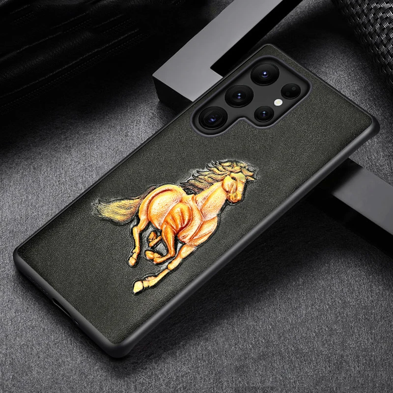 

Чехол из натуральной кожи с 3D тиснением для Samsung Galaxy S22 Ultra S20 S21 FE S9 S10 S22 Plus Note 20 10 A52S A52 A51 A32 A53 A71 A50