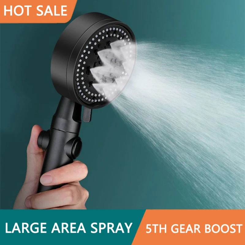 

5 Modes Bathroom Shower Head Adjustable High Pressure Bath Faucets Water Saving One-key Stop Sprayer Nozzle Bathroom Accessories