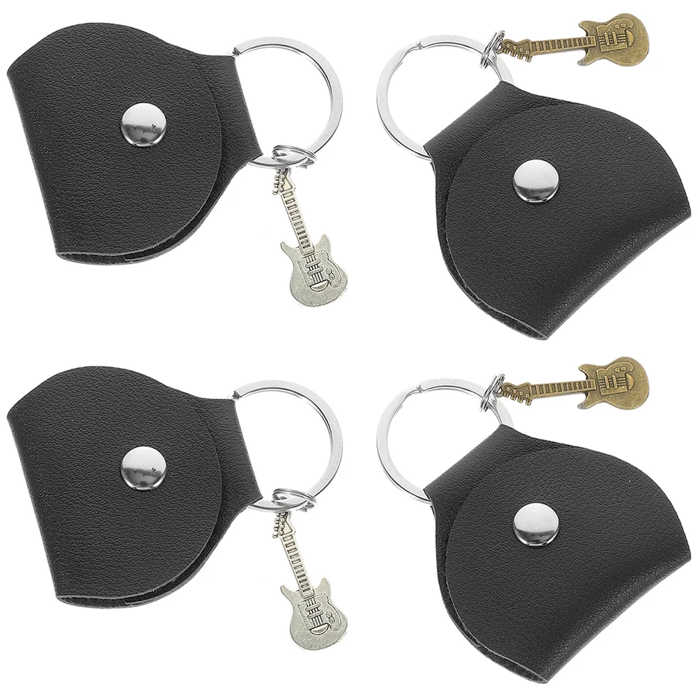 

4 pcs Guitar Pick Storage Bag Portable Guitar Pick Case Keyring Guitar Pick Pouch Keychain