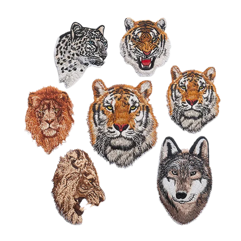 5 шт./партия нашивки с вышивкой Тигр леопард волк