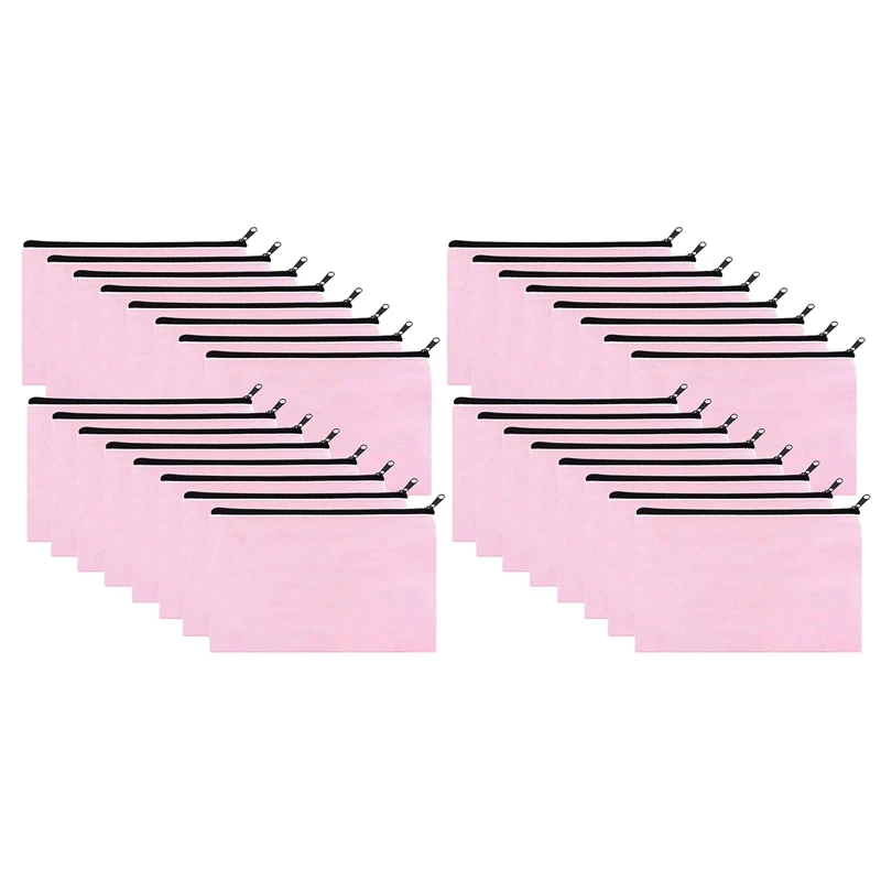 

Розовая парусиновая косметичка, объемные косметички с разноцветной молнией, холщовый чехол для карандашей на молнии, ручная работа, 32 упако...