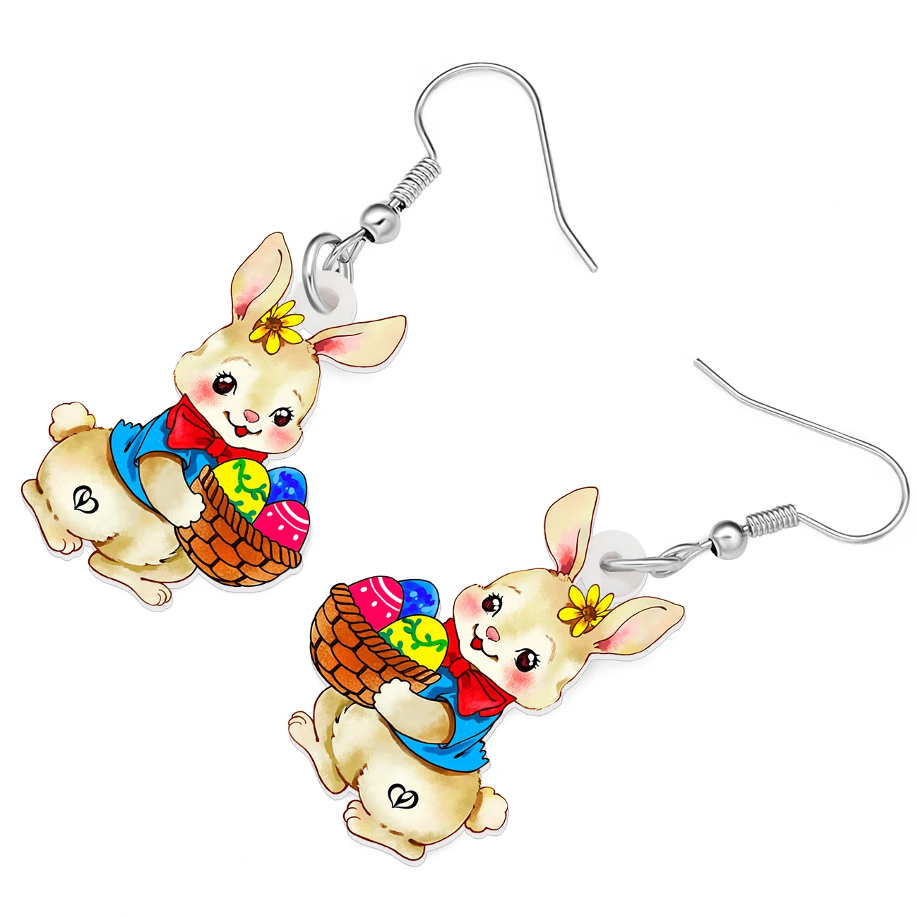Bonsny акриловые пасхальные яйца корзины кролик серьги украшения милые Висячие
