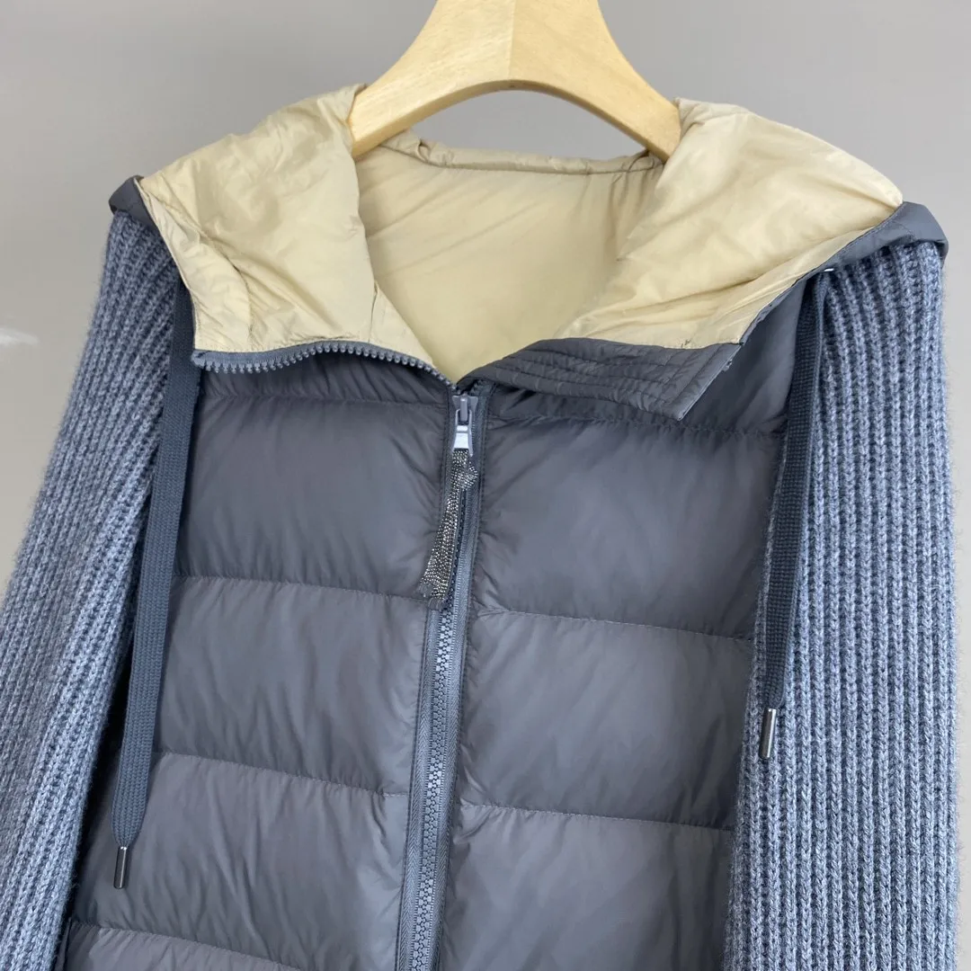 Осенний пуховик B * C с капюшоном для женщин модное женское пальто цепочкой и