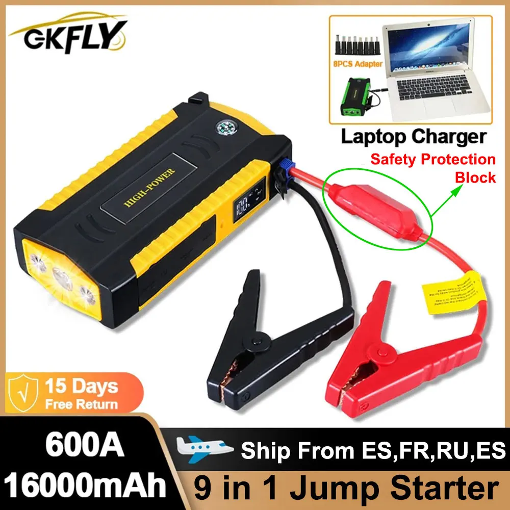 GKFLY Upgrade Car Jump Starter 12V Portable Power Bank Starting Device Emergency Petrol or Diesel Booster Start For Auto Buster