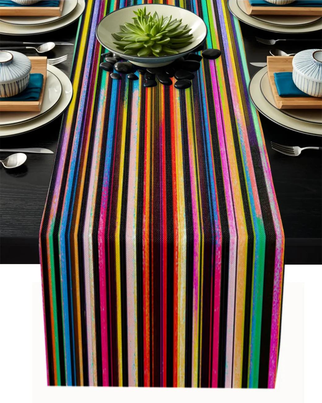 

Colorful Stripes Gradient Tablecloth Table Runner Decoration Home Decor Dinner Table Decoration Table Decor