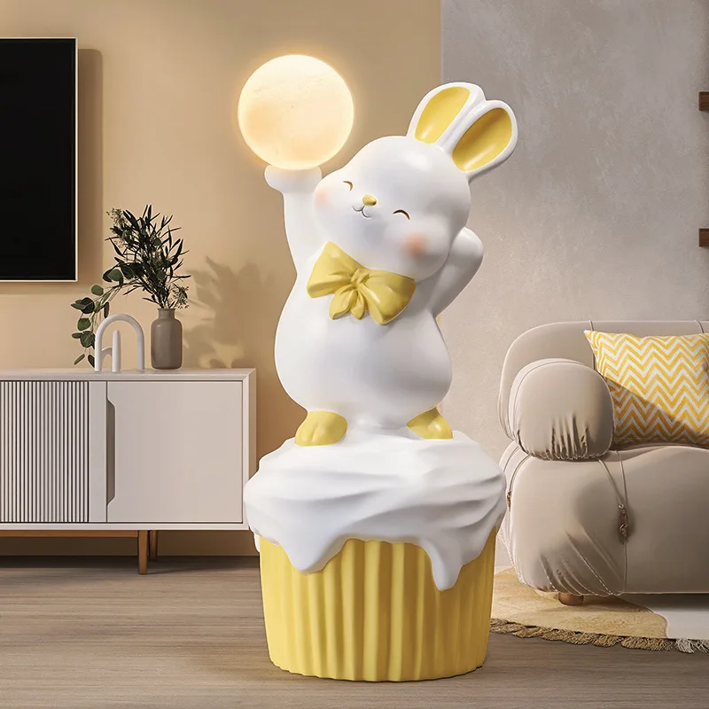 

Dimmable Charging Rabbit Cake Table Decoration Table Lamp Nordic Luxury Wedding Gift Friend Kawaii Bunny Night Lamp Desklight