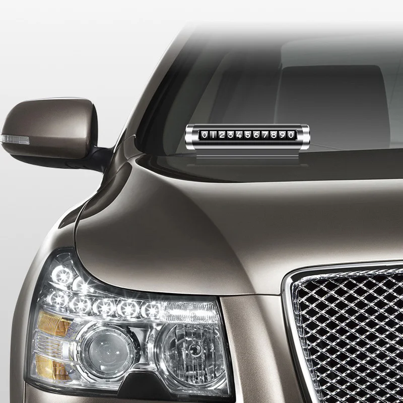 

Car Temporary Parking Plate Car Creative Roller Mobile Phone Number Plate Concealable Type Aluminium Alloy Interior Accessories