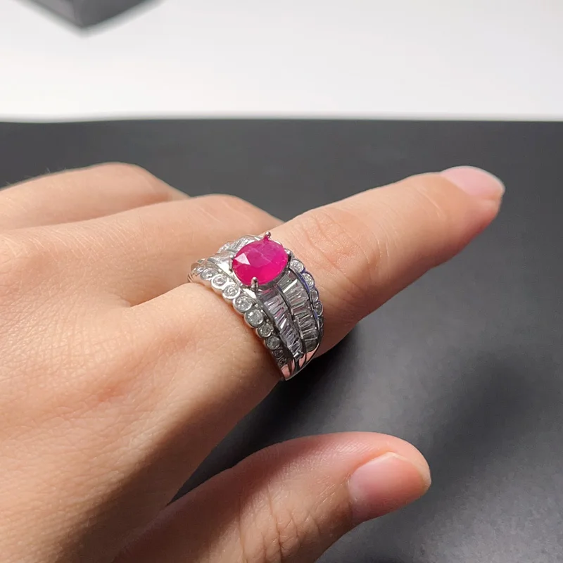 Женское кольцо из серебра 925 пробы с натуральным розовым Рубином 6 мм * 8 1 карат