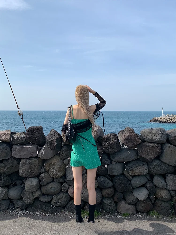 Pu Xia Pursummer Платье с цветочным принтом 2024 новое женское летнее короткое платье юбка