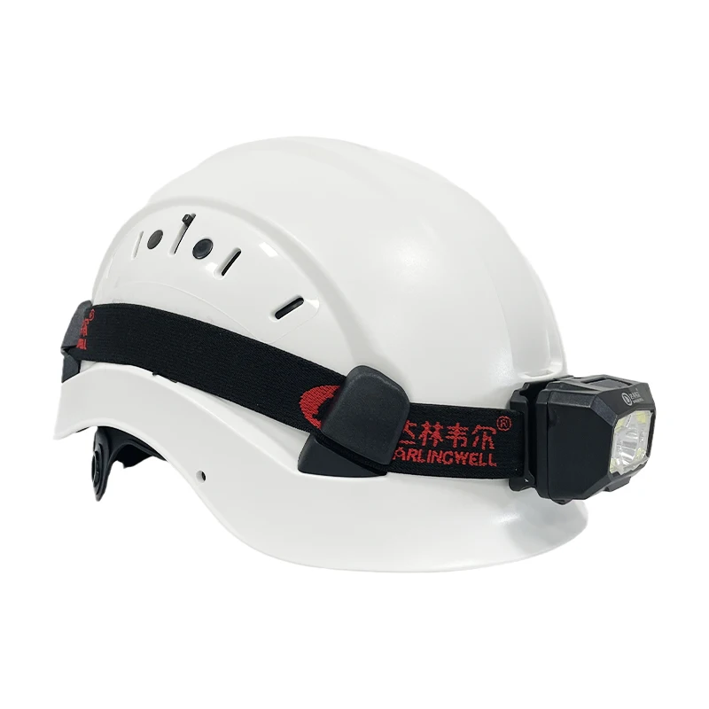 

Construction Safety Helmet With Led Head Light CE EN397 ABS Hard Hat Light Weight ANSI Industrial Work At Night Head Protection