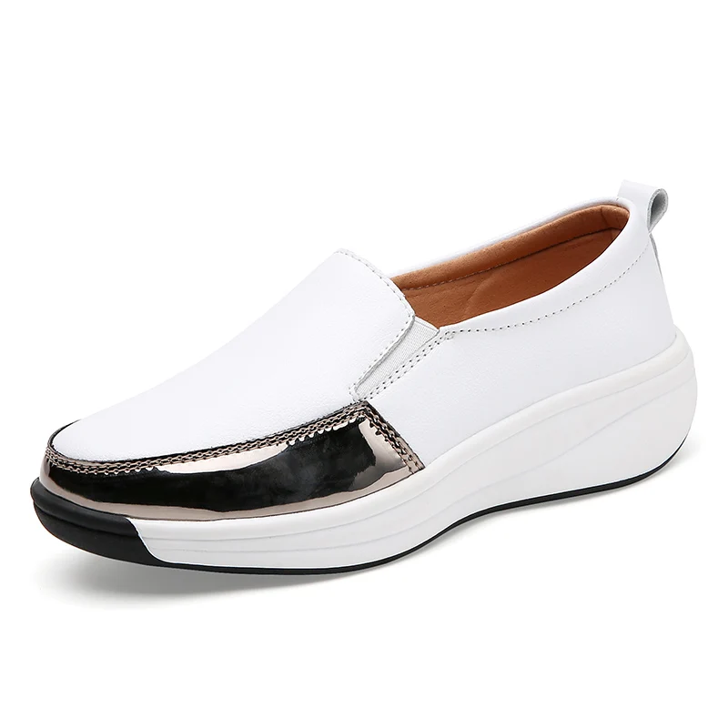 Summer Women Flats Genuine Leather Woman Casual Shoes Wedges Heeled Luxury Ladies Loafers Female Slip-on Shoes Tenis Moccasins