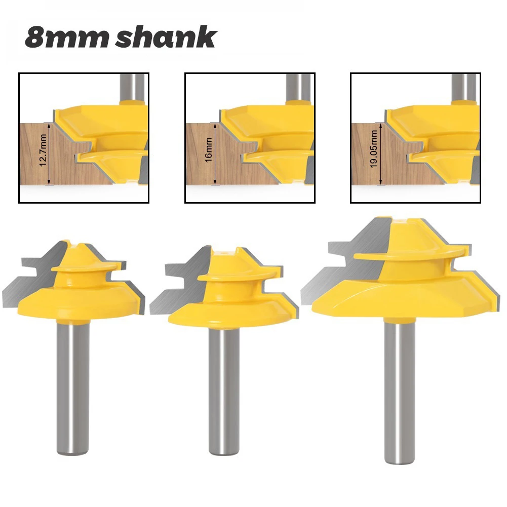 

1Pc 8MM 45 Degree Lock Miter Router Bit Tenon Milling Cutter Woodworking Tool For Wood Tools