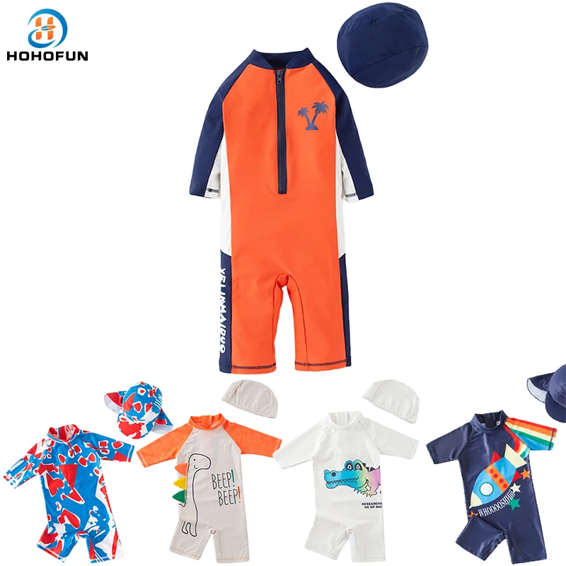 Baby Swimsuit Long Sleeve Toddler Infant Swimwear for Boys One Piece Overalls Bodysuit Children's Swimming Suit UV Beach Clothes