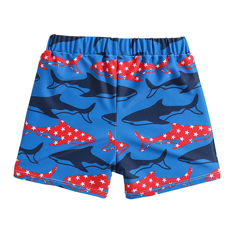Плавки для мальчиков с изображением акулы пляжные шорты голубым мультяшным