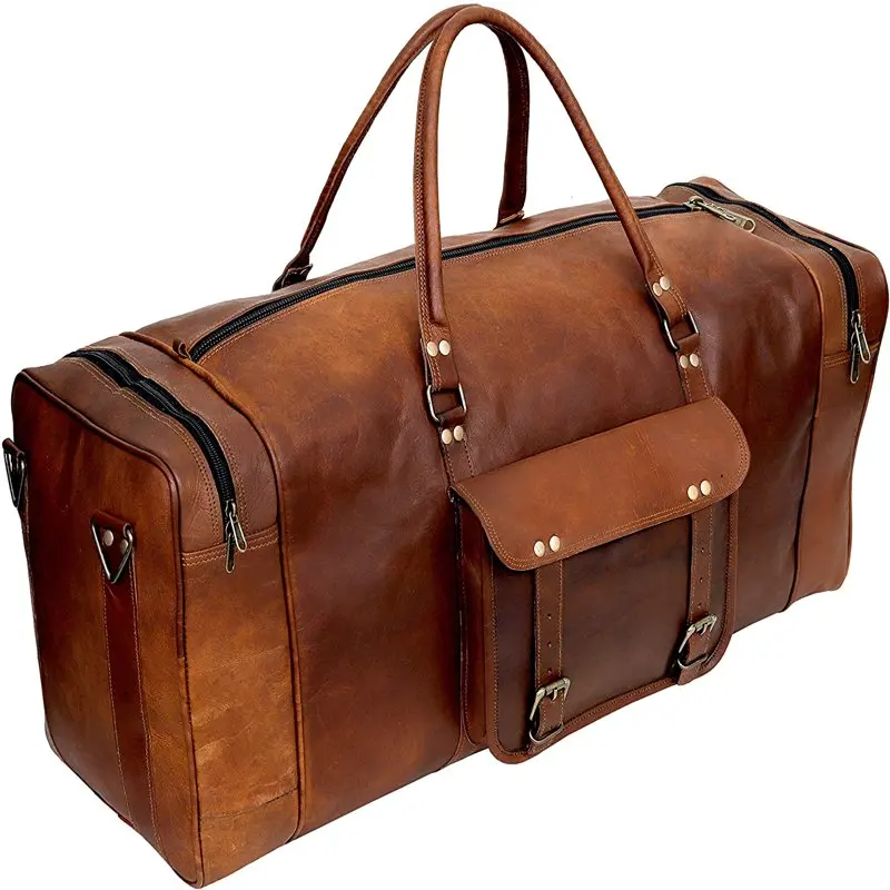 Handmade Vintage Travel Luggage 24 Inch Duffel Gym Sports Bag Weekender