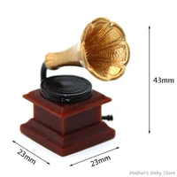 1pc 112 dollhouse retro phonograph model toys for doll dollhouse decoration miniature phonograph simulation furniture diy toy