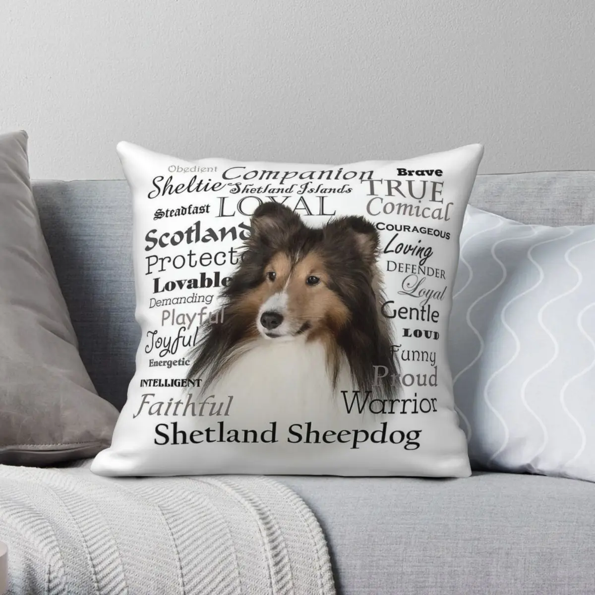 Квадратная наволочка Sheltie черты полиэстер лен бархат креативная декоративная