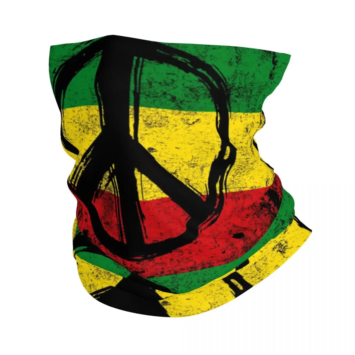 

Rasta Flag With Peace Symbol Bandana Neck Gaiter for Ski Running Men Women Wrap Scarf Reggae Headband Warmer