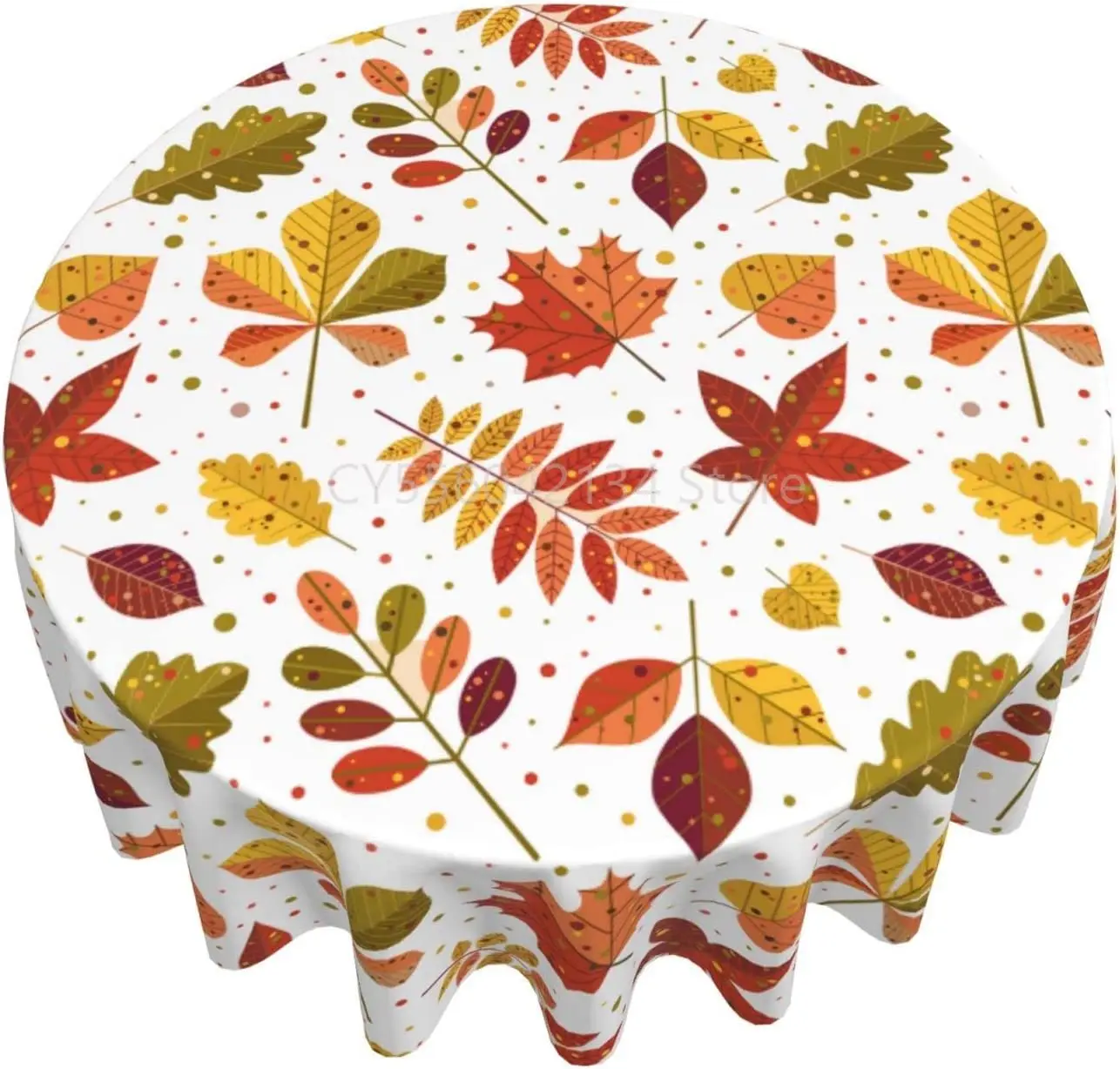 

Fall Leaves Tablecloth Autumn Maple Leaf Round Table Cloths Circular Table Cover Waterproof Wipeable Polyester Tabletop