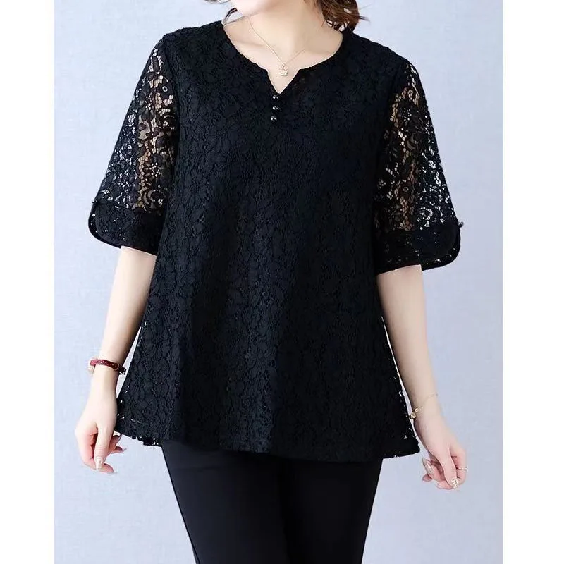Модные элегантные однотонные кружевные топы женская одежда летняя простая