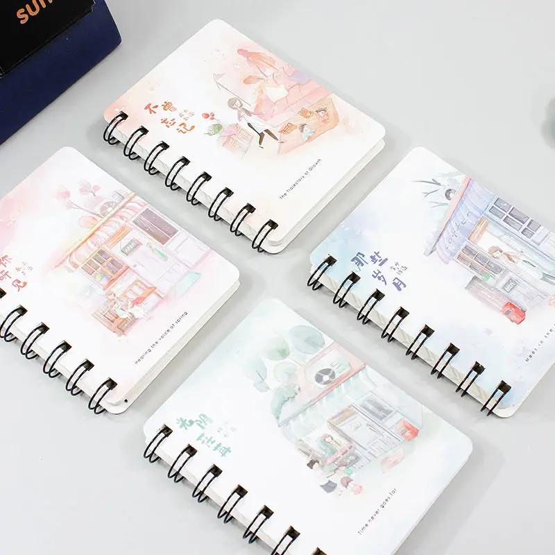 

1PIECE cartoon rollover A7 coil word book lovely Notepad pocket book students carry Mini Notebook