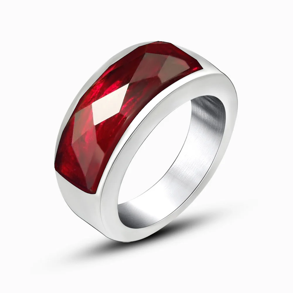 

Men Wedding Small Rings Red Black Dard Blue Stone Stainless Steel Circle Fashion Anniversary Jewelry size 5 6 7 8 9 10
