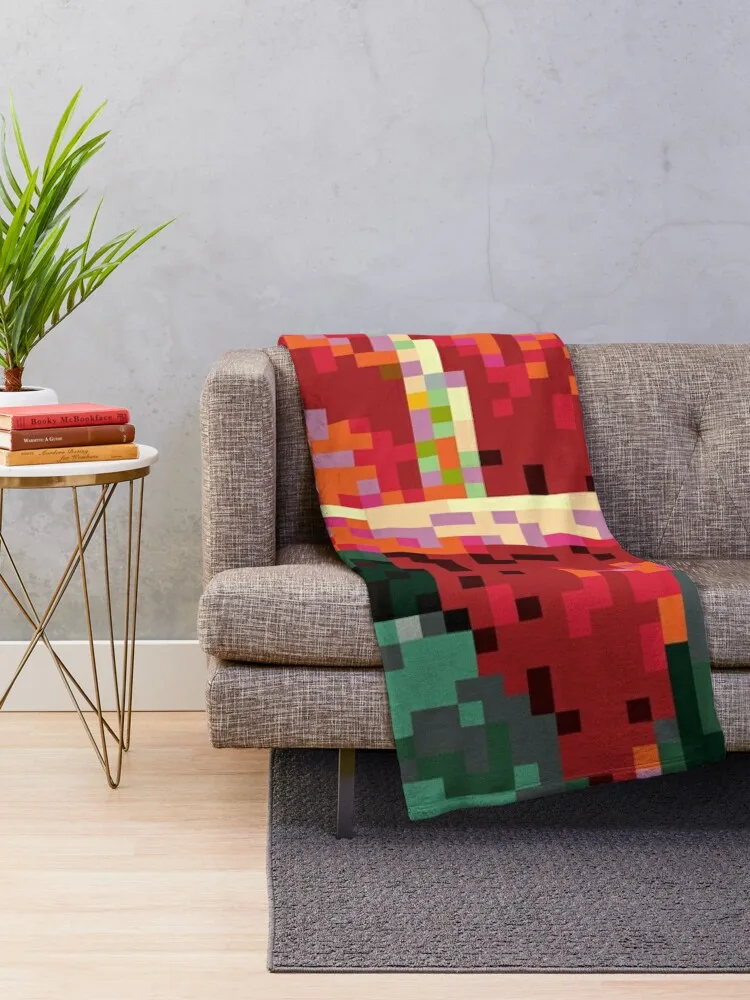 Pixel Art Цветок антуриума — одеяло с тропическим цифровым растительным дизайном