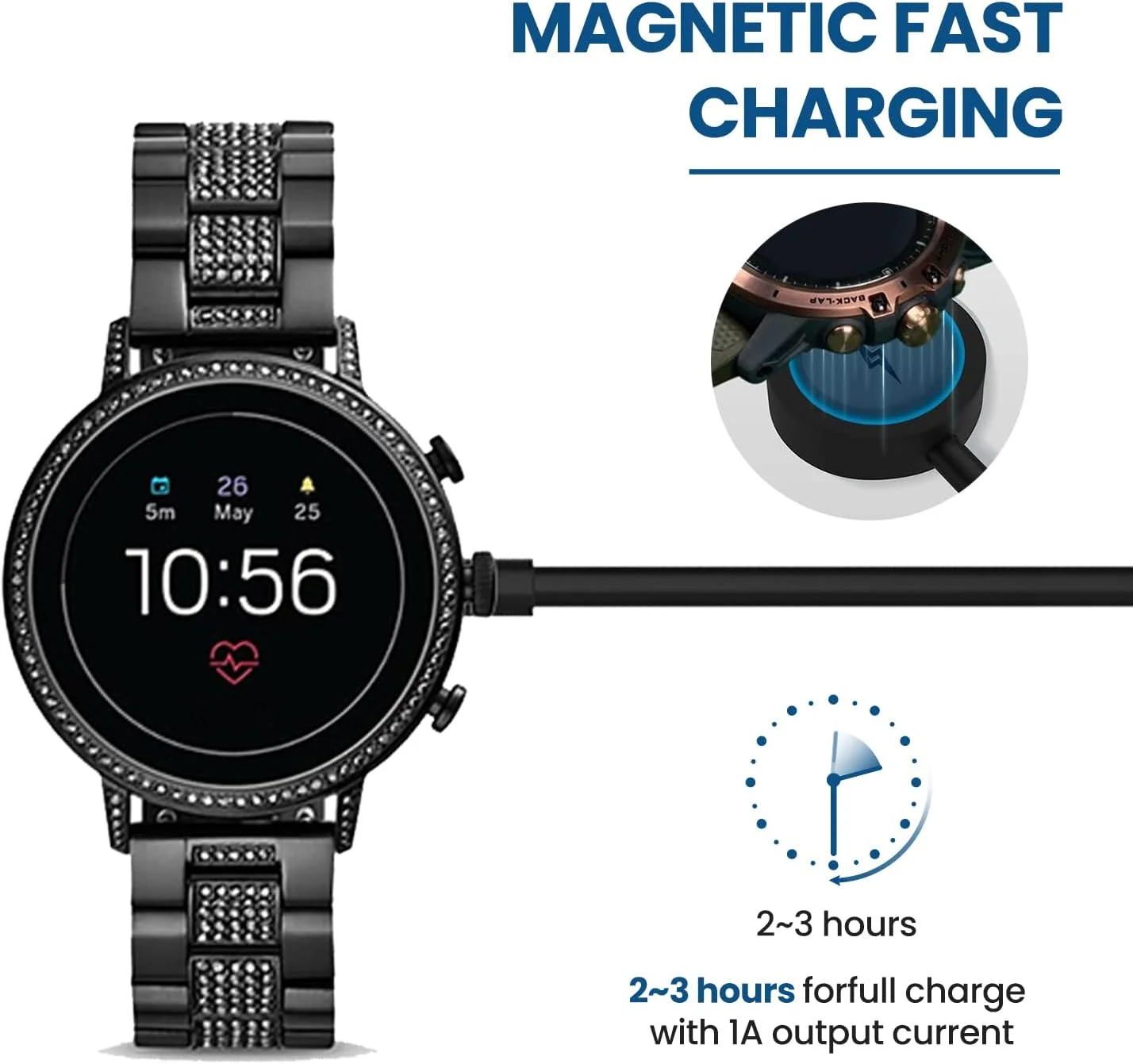 Фото Адаптер для зарядки умных часов Fossil Gen 6/Gen 5/Gen 4, Skagen Falster 2, Emporio Armani, быстрое зарядное устройство для спортивных смарт-часов №4