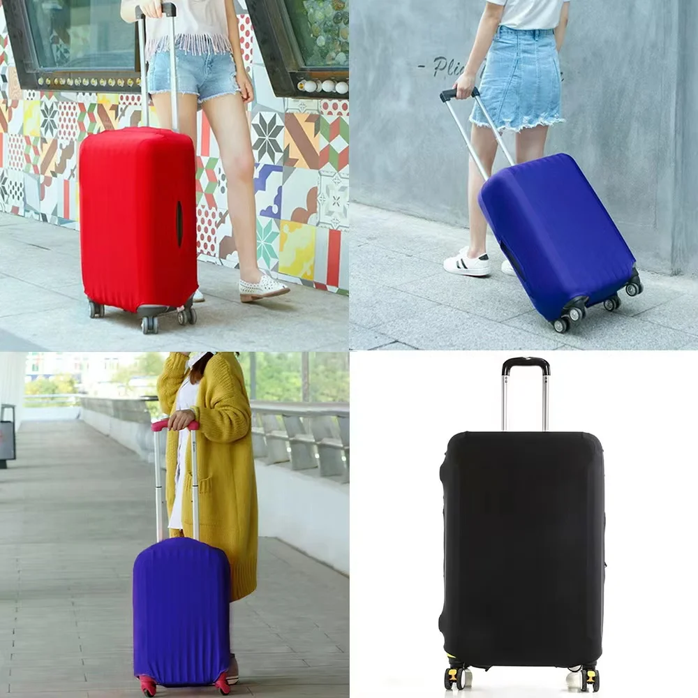 Luggage Cover Suitcase Protector Suitcase Pure Color Thicker Elastic Dust Cover To 18-28 Inch Trolley Case Travel Accessories