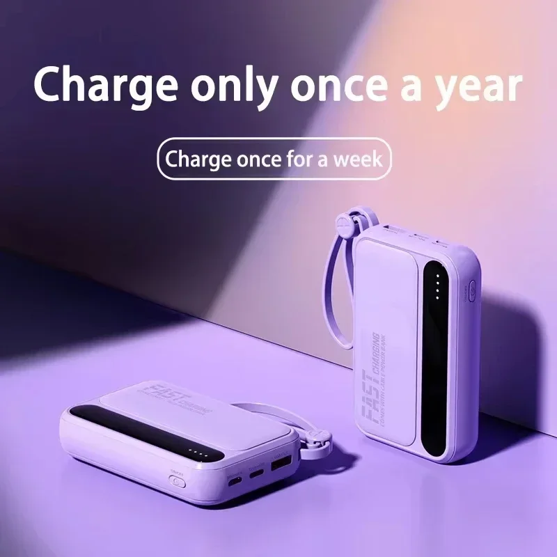 Фото Новый портативный внешний аккумулятор Lenovo емкостью 500000 мАч с 4 кабелями для быстрой зарядки iPhone, Samsung, Xiaomi №2