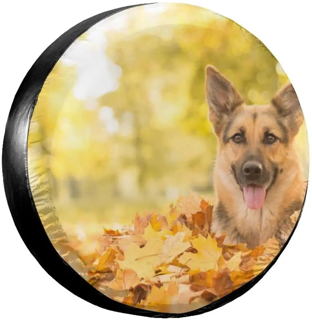 

Maple German Shepherd Dog Printed Spare Tire Cover, SUV Rv Camper Tire Cover Protectors Weatherproof Dust-Proof for Trailer Rv S
