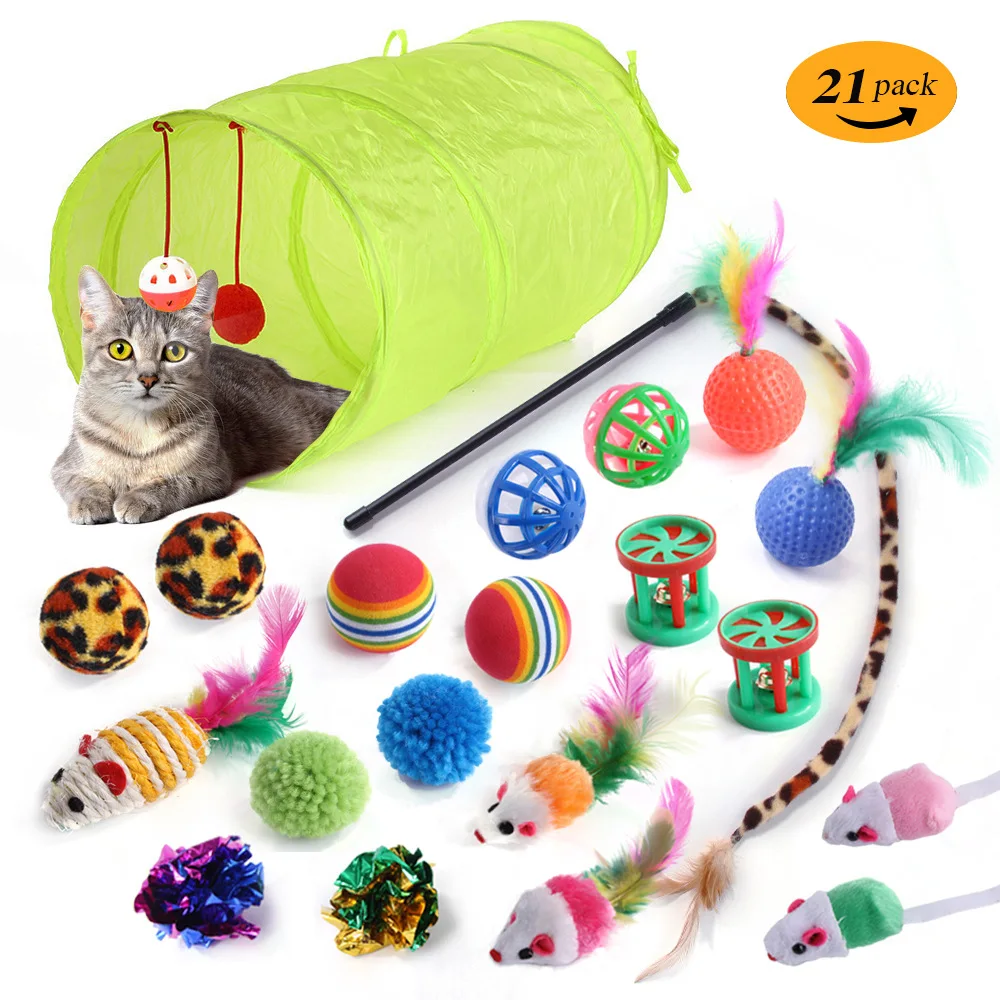 

New Product Plush Mouse Sounding Toy Set Pet Cat Toys Interactive Funny Cat Stick Cat Supplies Factory Spot Cat Tunnel