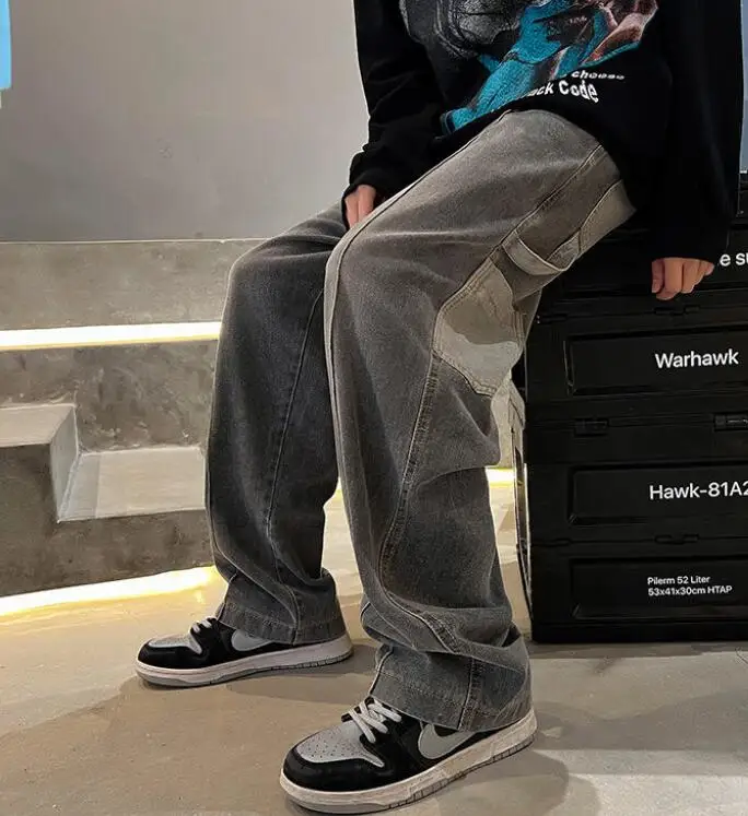 European And American High Street Pants Men's Retro Jeans Straight Loose Trousers Harajuku Jeans