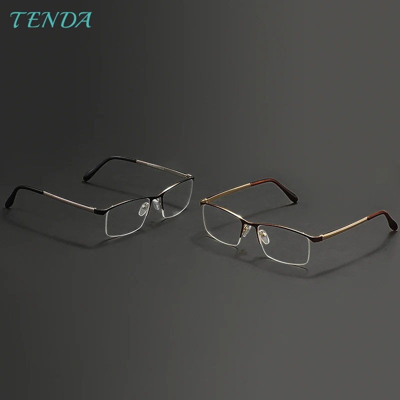 

Half Rim Men Fashion Metal Rectangular Eyeglasses Frame For Myopia Prescription Lenses