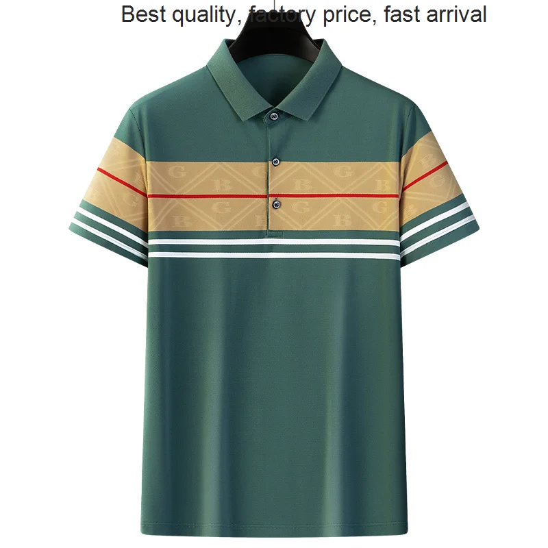 

High quality luxury brand High-end color-blocking striped T-shirt light color 2023 new Polo men's shirt breathable and comfortab