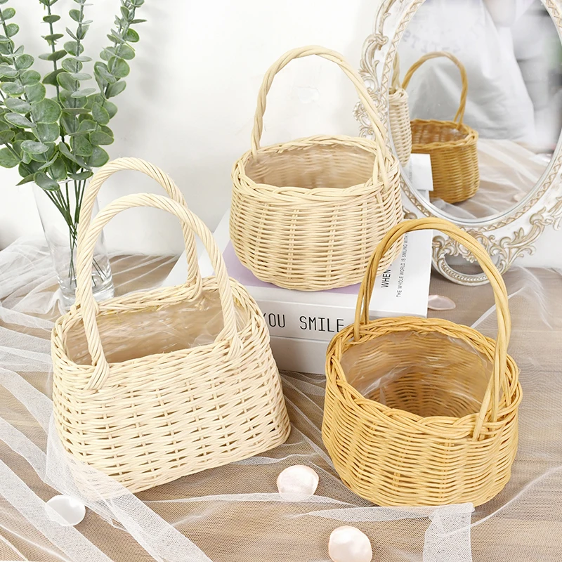 

Storage Basket Handmade Shopping Basket for Vegetable Clthoes Laundry Home Party Flower Pot Plant Basket Decorative Supplies 8z