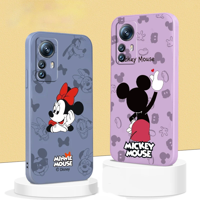 

Phone Case For Xiaomi Mi 12T 12S 12 12X 11i 11T 11 10 10S 10T Pro Lite Ultra 5G Love Mickey Minnie Mouse Liquid Rope Funda