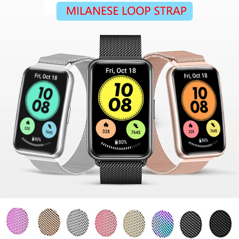 

Magnetic Loop Band For Huawei Watch Fit Strap Accessories stainless steel belt metal smartwatch bracelet huawei watch fit strap