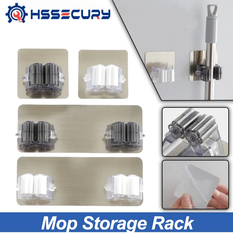 

Kitchen bathroom Strong Hooks Adhesive Multi-Purpose Hooks Wall Mounted Mop Organizer Holder RackBrush Broom Hanger Hook