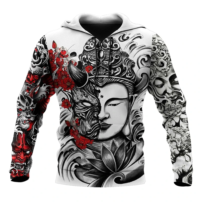 

2022 Autumn Men Hoodie Japanese Sakura Samurai 3D Print Zipper Coat Long Sleeve Sweatshirt Unisex Fashion Streetwear Pullover
