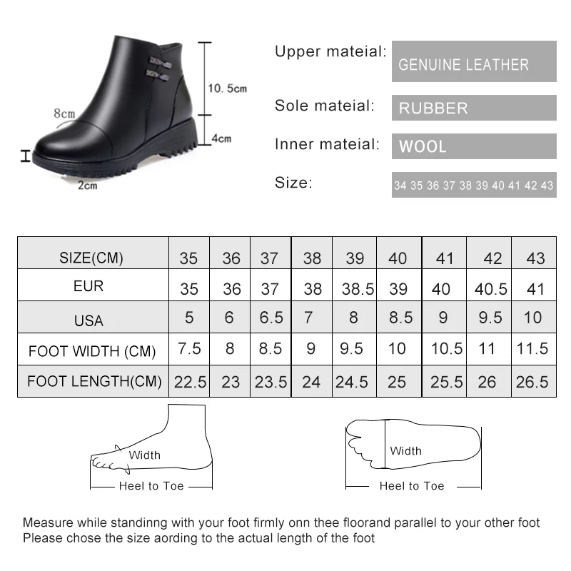 AIYUQI Women Snow Boots Winter Genuine Leather Wool Thicken Warm Ladies Short Boots Non-slip Large Size Mother Boots