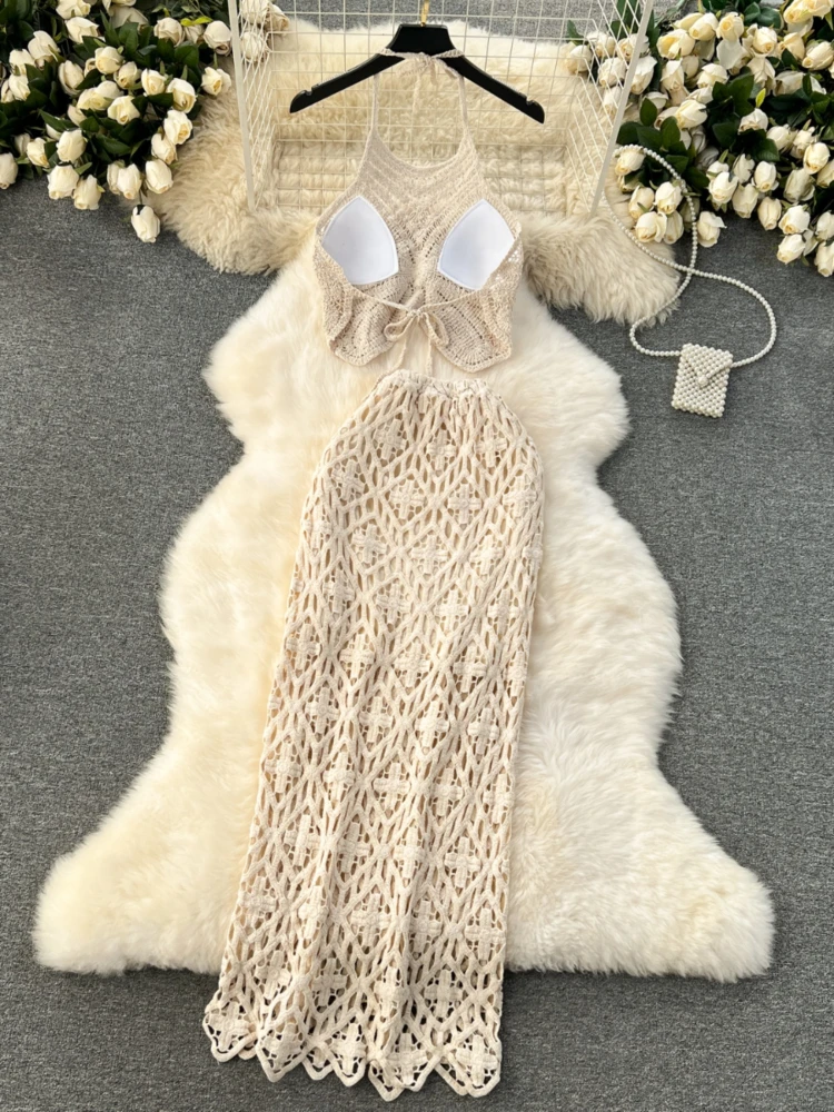 Женский трикотажный комплект из двух предметов привлекательный пляжный костюм в