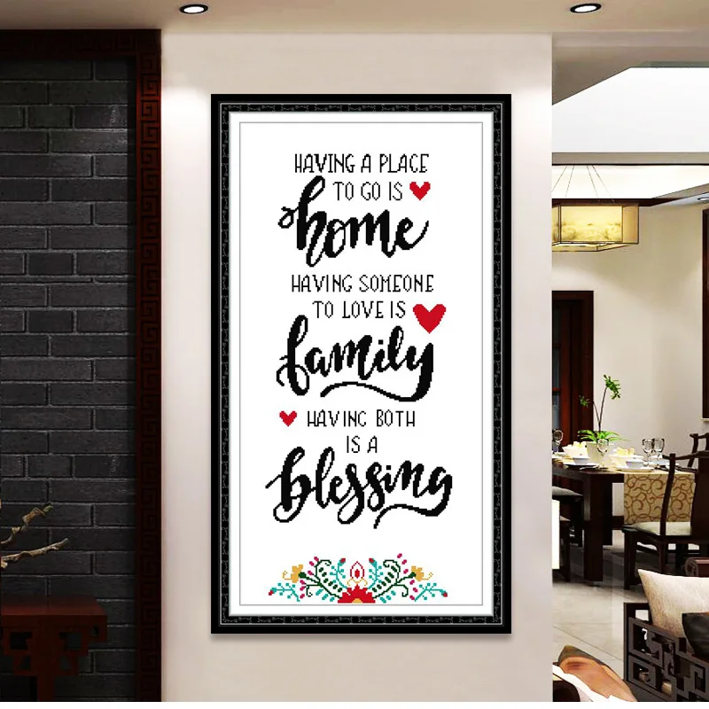 

Happy Family DIY Printed Cross Stitch Kits 11CT Egyptian Cotton Thread Home Decor Painting Joy Sunday Living Room Porch 44X82cm